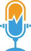 orange and blue microphone icon